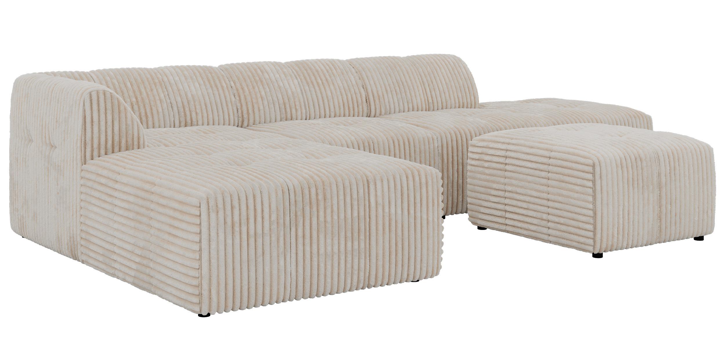 ECKSOFA GRIDA 4M L Beige Cord - Links - Beige/Creme, Kunststoff/Textil (335/176cm) - MKS