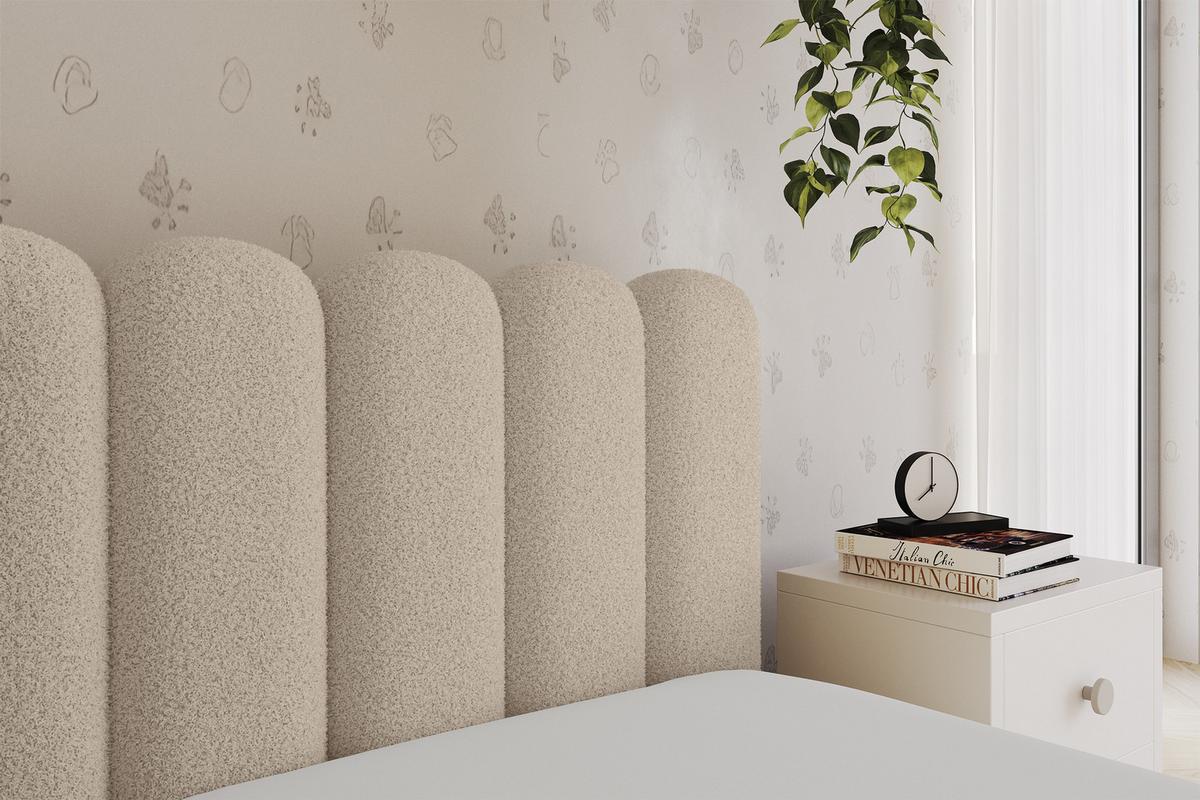 EINZELLBETT Jugendbett mit Bettkasten und Matratze H3/H4, Links - HUGY 100x200 Dunkelbeige - Mokka, Holzwerkstoff/Textil (100/200cm) - ALTDECOR