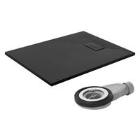 DUSCHWANNE 100x80 cm Schwarz mit Ablaufgarnitur aus SMC - Schwarz, Kunststoff (80/3/100cm) - LuxeBath