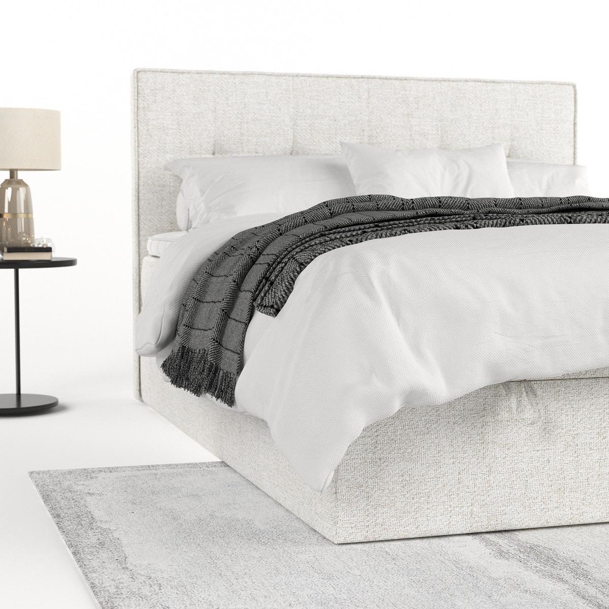 BOXBETT Tivra 180/200 cm Creme im Neve Stoff - Creme/Schwarz, Holz/Holzwerkstoff (180/200cm) - AltaBeds