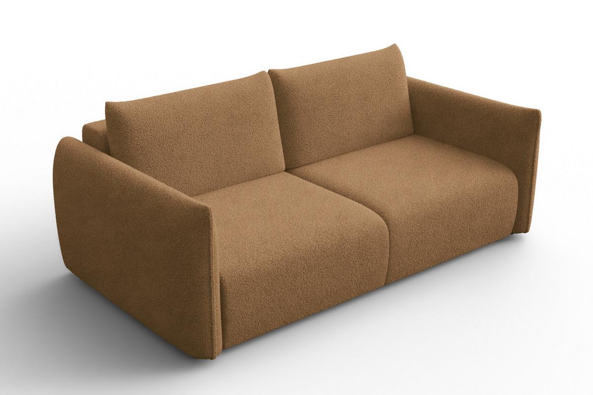 SOFA TAUER 3-Sitzer, Bouclé-Stoff braun - Schwarz/Braun, Holz/Textil (206/84/112cm) - Courtois Laville