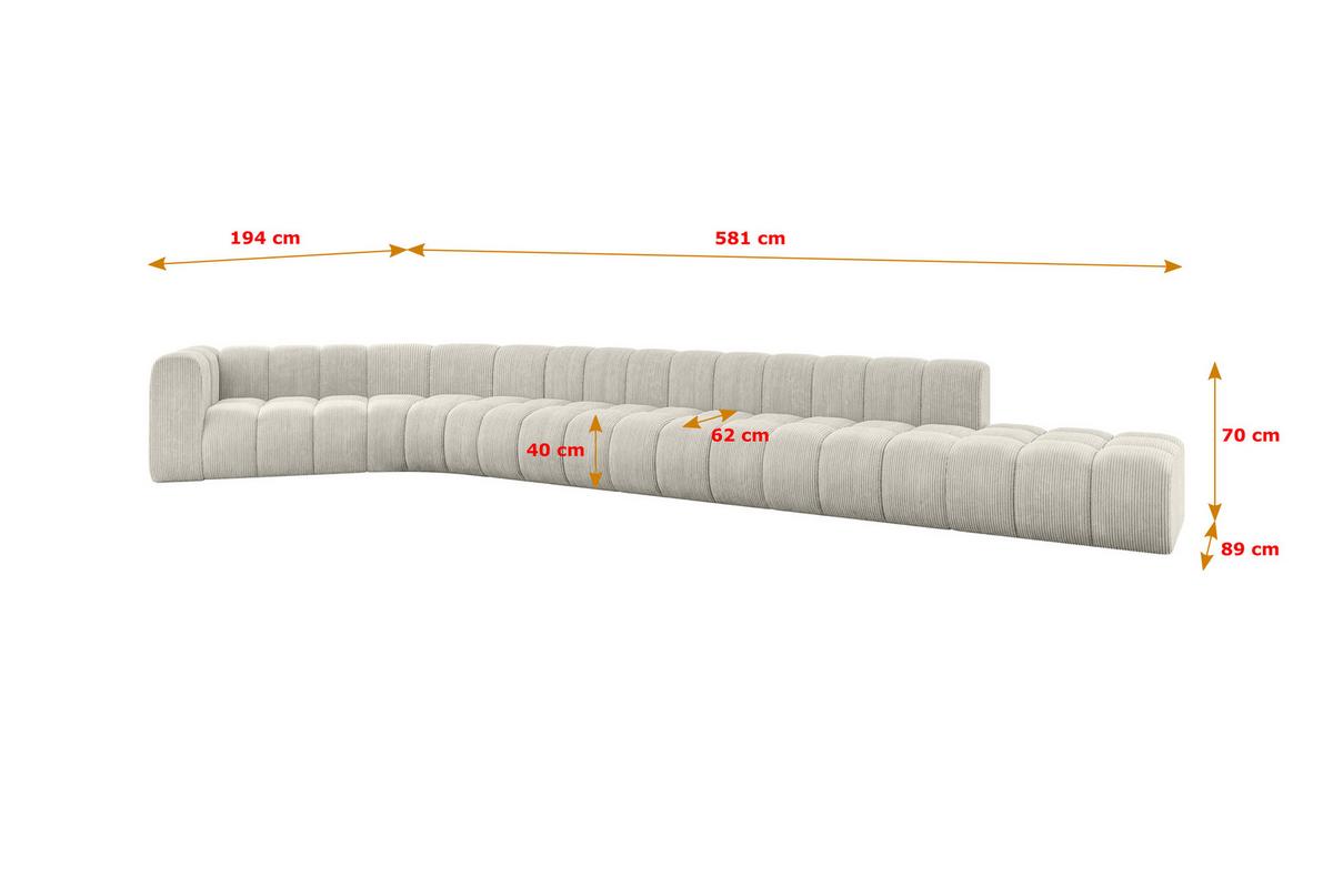 ECKSOFA modulares Sofa Tilmo-L3 - 581x194x70 cm Creme - Hellgrau/Creme, Holzwerkstoff/Textil (581/194cm) - ALTDECOR