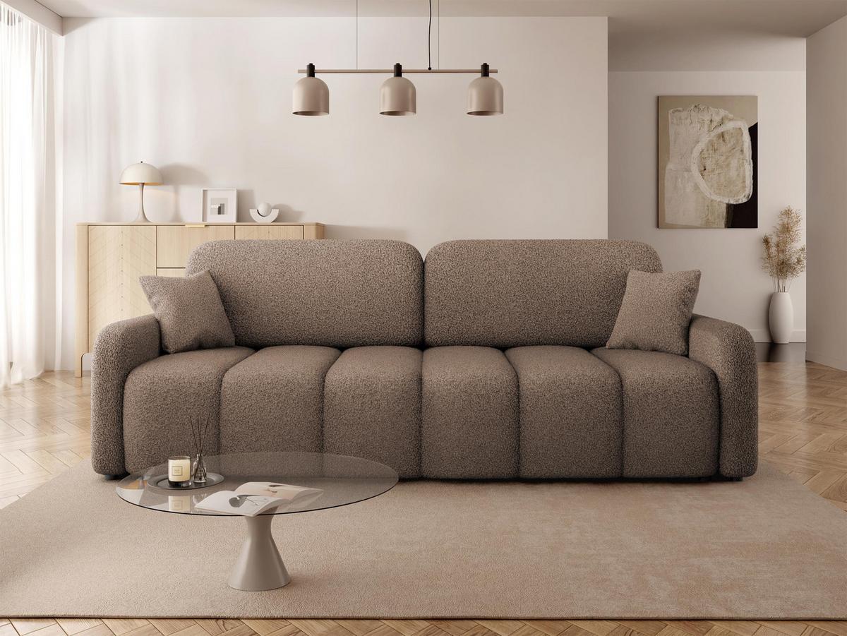 SCHLAFSOFA Carlos Boucle - Schwarz/Braun, Holz/Kunststoff (236/90/114cm) - MIRJAN24