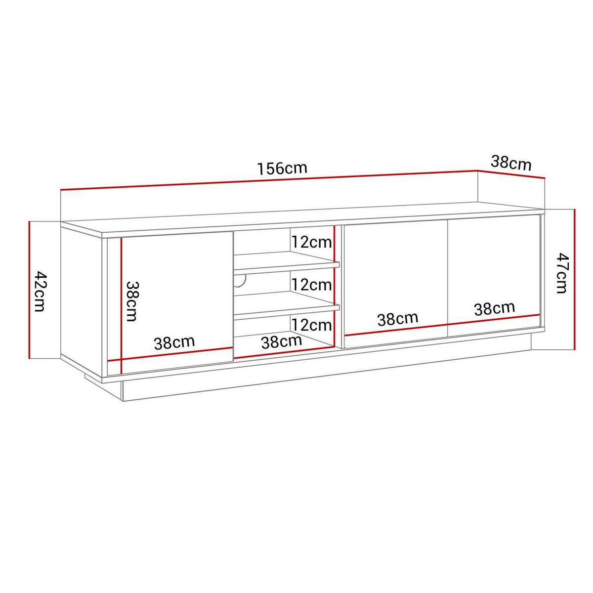 TV-ELEMENT SANAYI auf Sockel mit Regalen Hochglanz Weiß - Weiß Hochglanz/Weiß, Holzwerkstoff (156/47/38cm) - Lookway