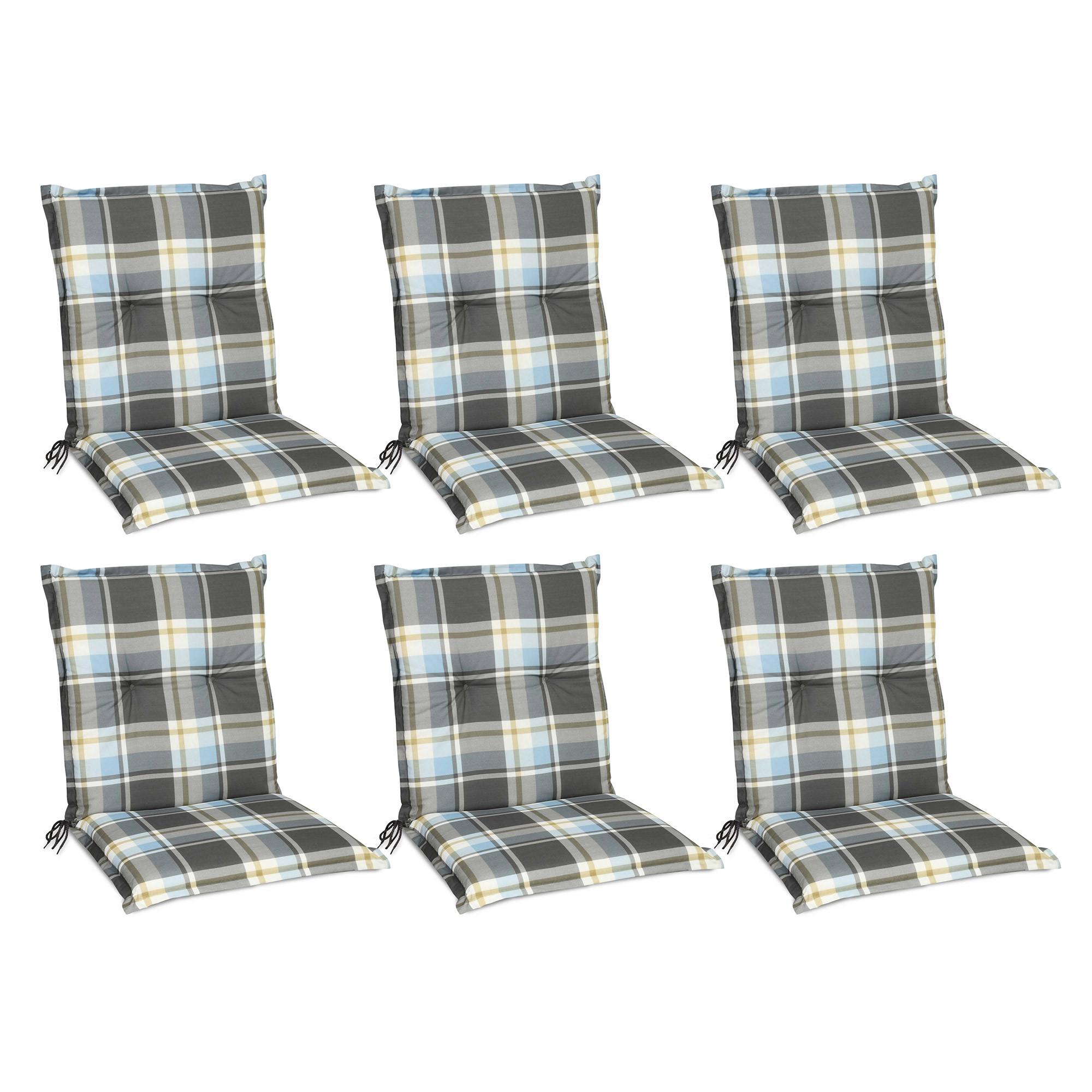 NIEDERLEHNERAUFLAGE Sunny BK 100/50/6cm Blau-Kariert 6tlg - Blau, Textil (50/6/100cm) - Beautissu 