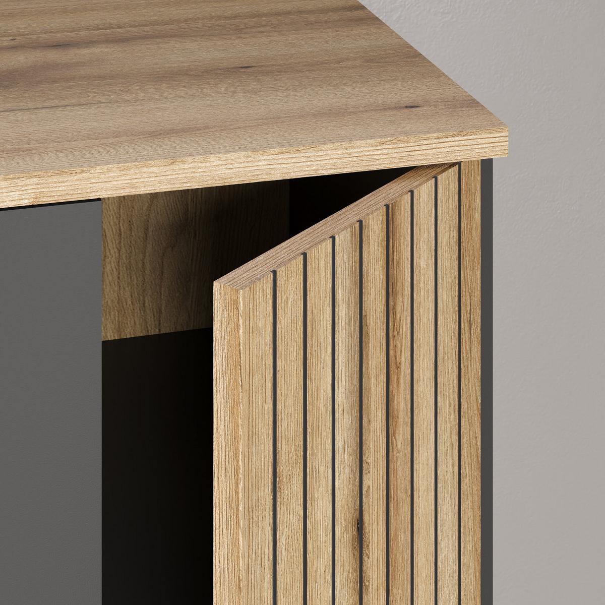 GARDEROBENBANK grau, Evoke Eiche 80 cm, Schuhbank mit 4 Fächern - Eichefarben/Anthrazit, Holzwerkstoff/Kunststoff (80/48/36cm) - Top.Furn