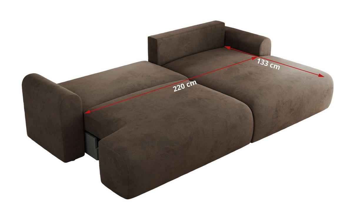 ECKSCHLAFSOFA TONO L Braun Velvet - rechts - Schwarz/Braun, Kunststoff/Textil (150/260cm) - MKS