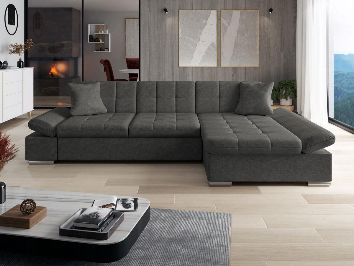 ECKSOFA Malwi, Seite: Rechts - Silberfarben/Grau, Holz/Textil (278/161cm) - MIRJAN24