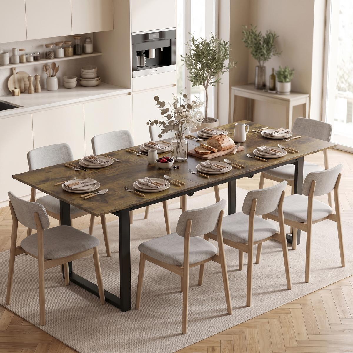 AUSZIEHBARER Esstisch MDF Rustikal-Braun - Schwarz/Braun, Holzwerkstoff (180/80/75cm) - HOMCOM