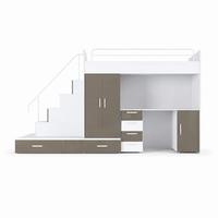 KINDERZIMMER Set RAJ 5, Matt mit Hochbett, Schrank und Schreibtisch - Weiß/Grau, Holzwerkstoff (320/180/86cm) - Lookway