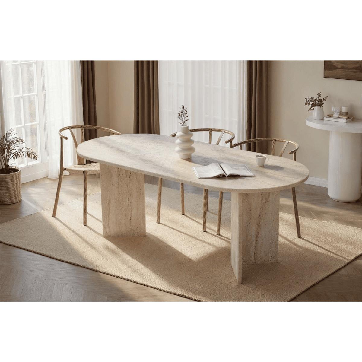 ESSTISCH mit ovaler Tischplatte L200 cm 90/200/75 cm - Beige, Holzwerkstoff (96/90/75cm) - Calicosy