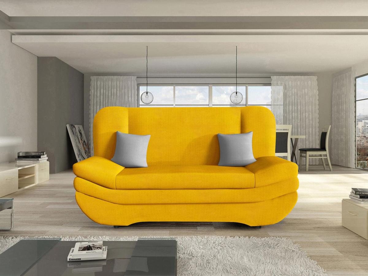 SCHLAFSOFA Weronika Premium - Gelb/Schwarz, Holz/Kunststoff (200/95/90cm) - MIRJAN24