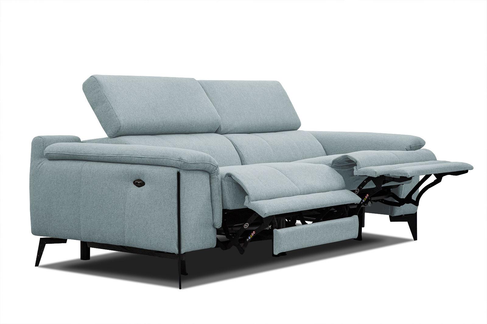RELAXSOFA MATERA 3-Sitzer mit 2 Relaxfunktionen, mint - Schwarz/Mintgrün, Holzwerkstoff/Textil (212/82/103cm) - Wozimo