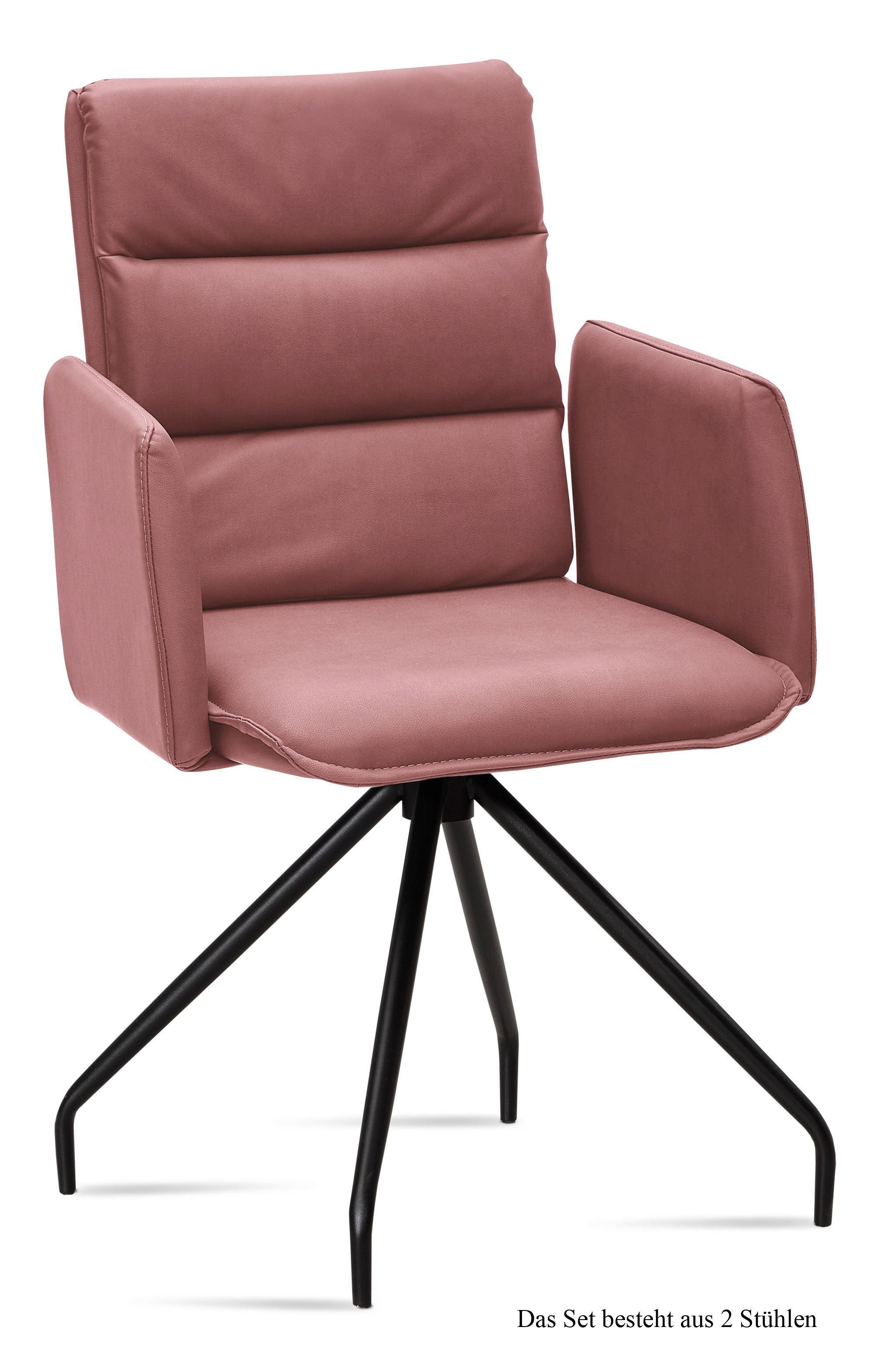 ARMLEHNSTUHL (2er-Set) Dianne 52x92x60 Schwarz/Rosewood - Dunkelrosa/Schwarz, Kunststoff (60/92/52cm) - 58aufmkessel