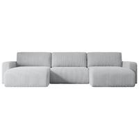 WOHNLANDSCHAFT mit Schlaffunktion und Bettkasten KLEEA-U - 347x143x83 cm Grau Cord - Schwarz/Grau, Holzwerkstoff/Kunststoff (347/83/143cm) - ALTDECOR
