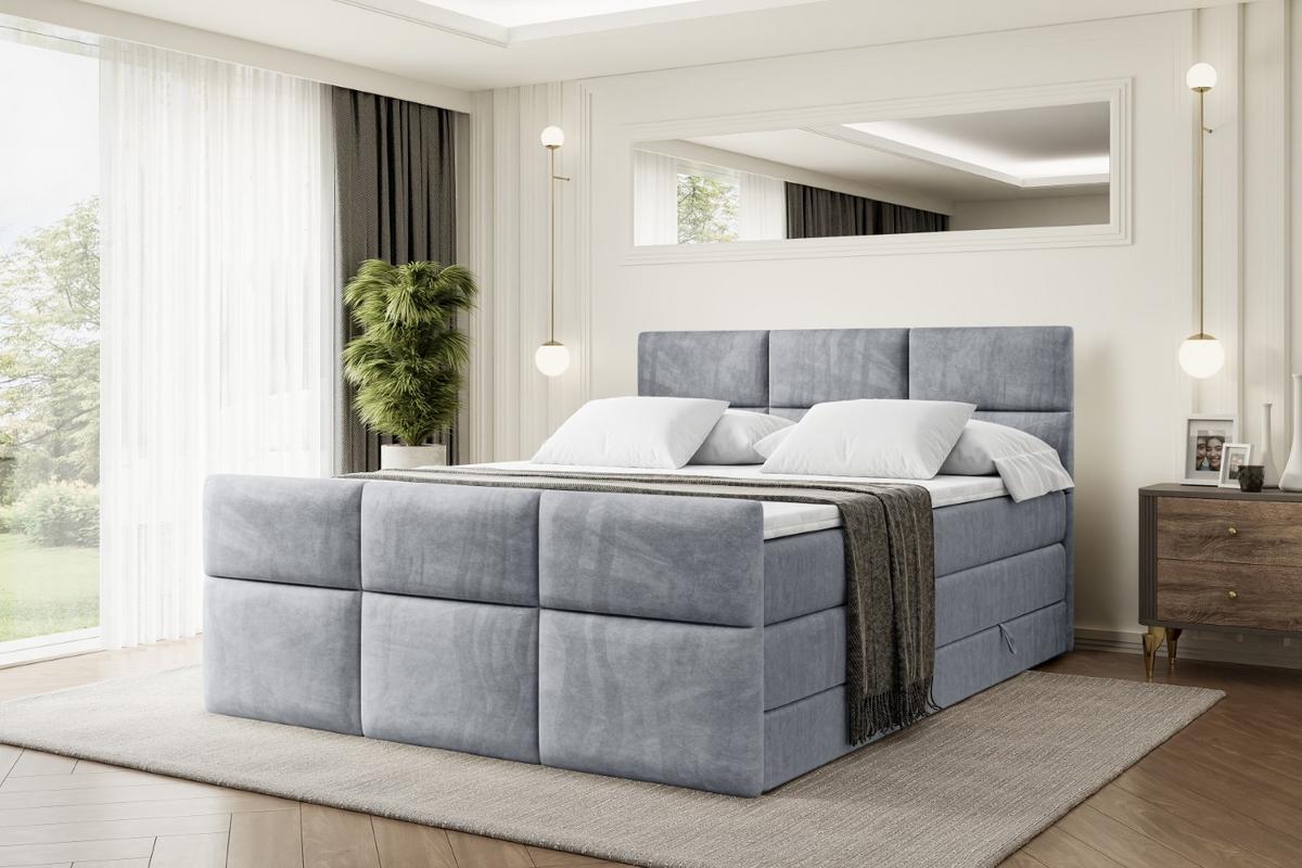 BOXSPRINGBETT OHIO-Z KING - 140x200 - H3/H4 - Grau - Grau, Holzwerkstoff (140/200cm) - ALTDECOR