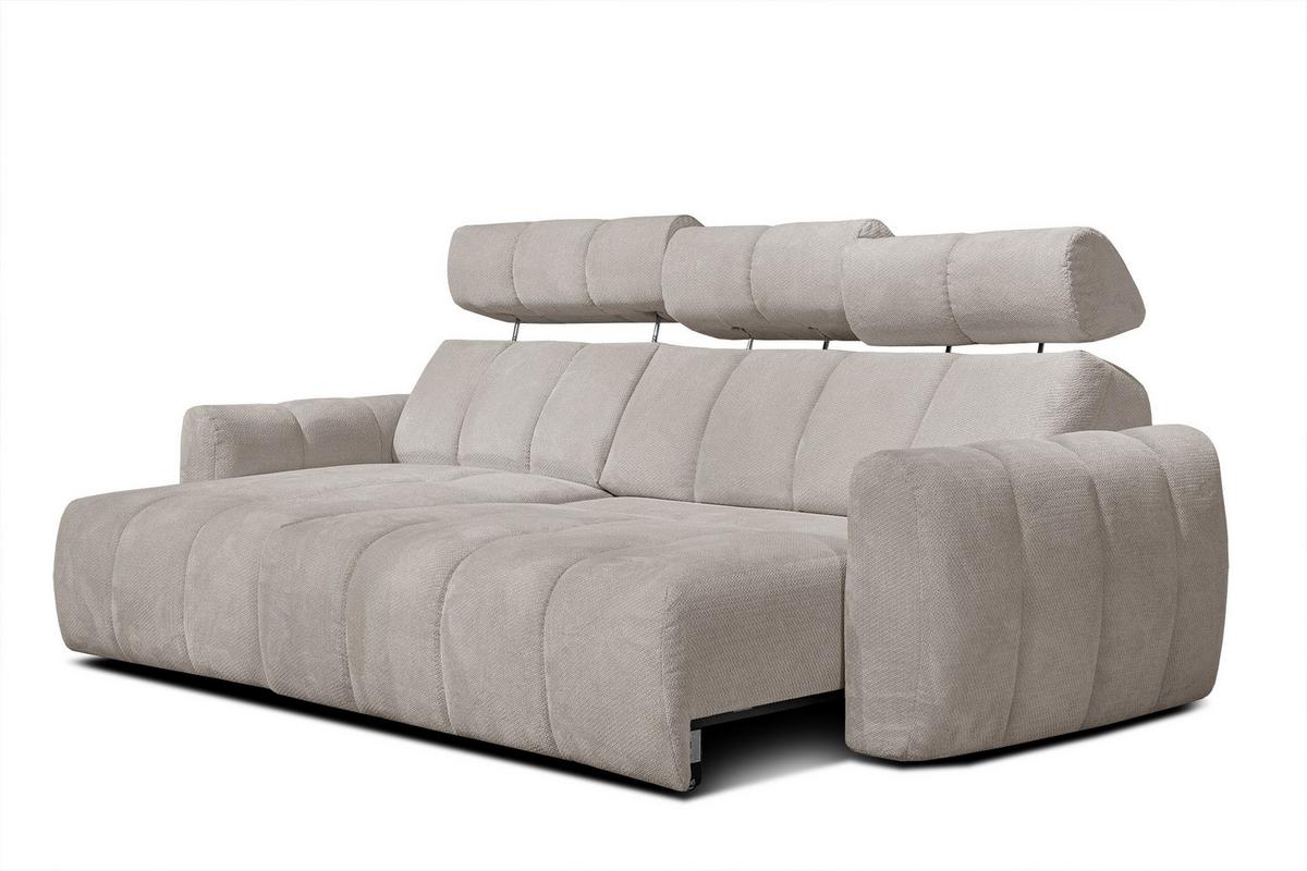 ECKSOFA KIMI 3-Sitzer, ausziehbarer Sitz, verstellbare Kopfstützen, beige - Beige/Schwarz, Holzwerkstoff/Textil (270/160cm) - Wozimo