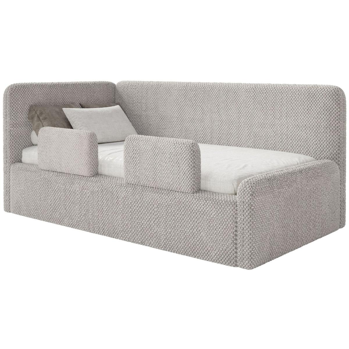 KINDERBETT Fanko Plüsch Graubeige 90x200 cm - Taupe/Schwarz, Kunststoff/Textil (90/200cm) - Selsey