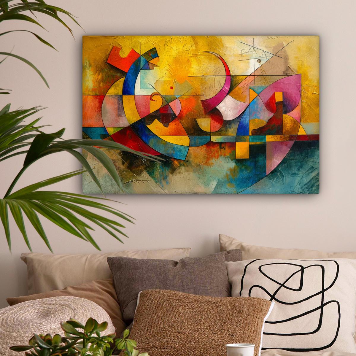 LEINWANDBILD Kunst - Abstrakt - Modern Wanddeko 90x60 cm - Gelb, Textil (90/60cm) - MuchoWow