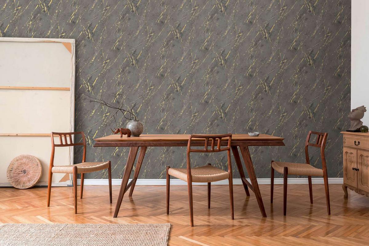 VLIESTAPETE Grau 53/1005 cm - Goldfarben, Textil (53/1cm) - KUNSTLOFT