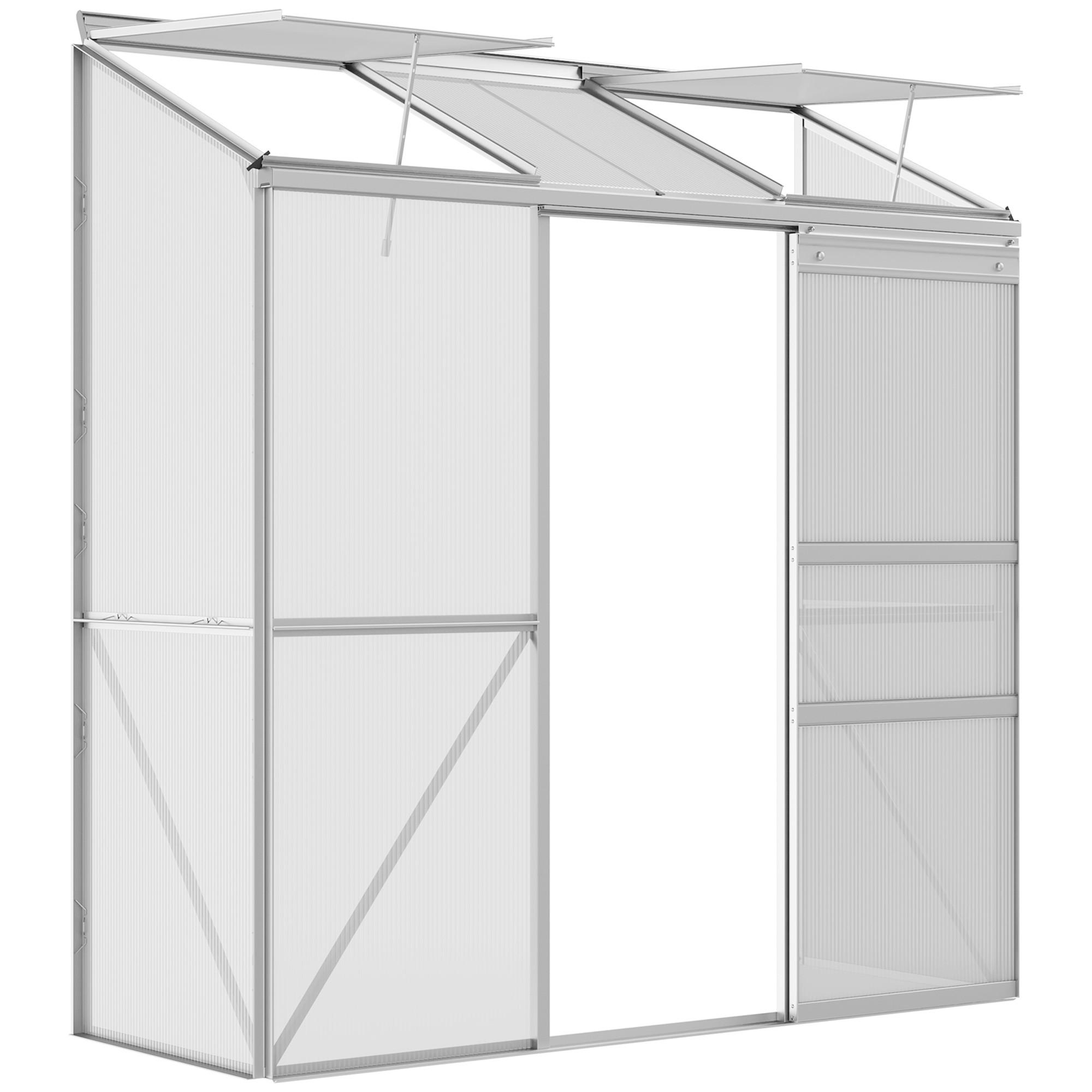 FOLIENGEWÄCHSHAUS, Silber, Aluminium, Polycarbonat - Hellgrau, Metall (68/196/192cm) - Outsunny