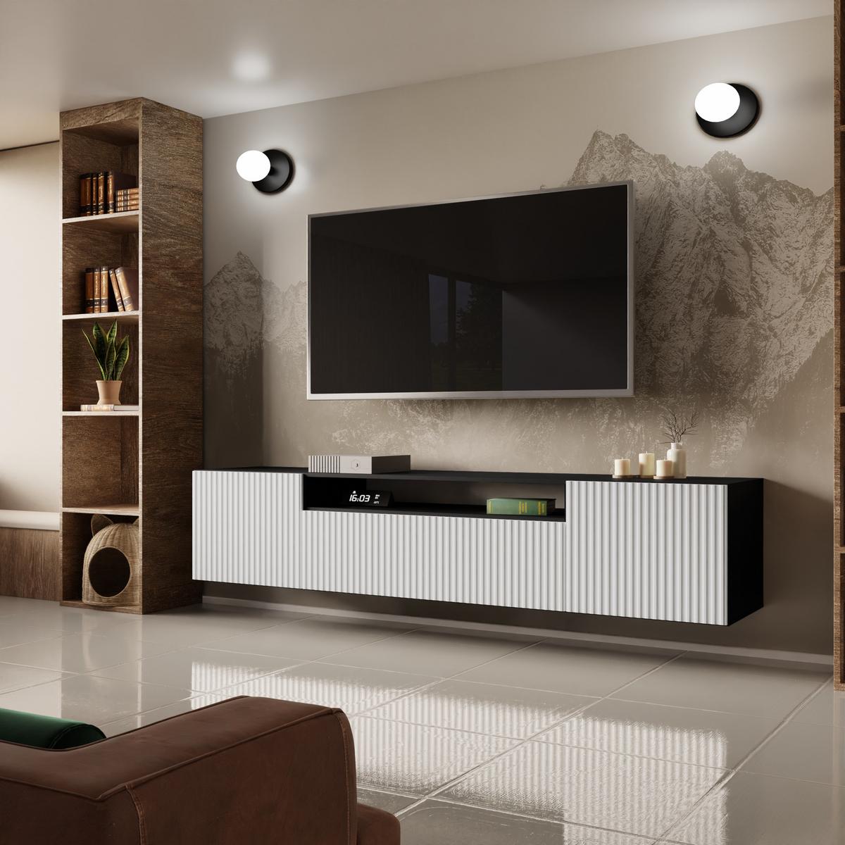 LOWBOARD VAREN 200/41/40 cm, Hängender TV-Schrank Anthrazit / Weiß - Anthrazit/Weiß, Holzwerkstoff (200/41/40cm) - MASSENO