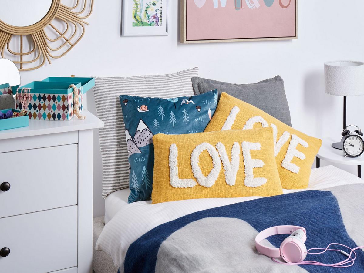 DEKOKISSEN 2er-Set Gelb 30/50 cm Love - Gelb, Textil (30/50cm) - Beliani