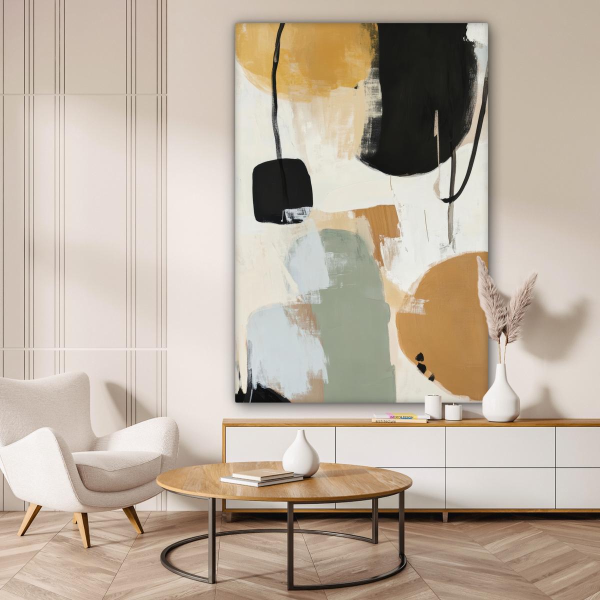 LEINWANDBILD Farbe - Abstrakt - Farben Deko Groß 90x140 cm - Currygelb, Textil (90/140cm) - MuchoWow
