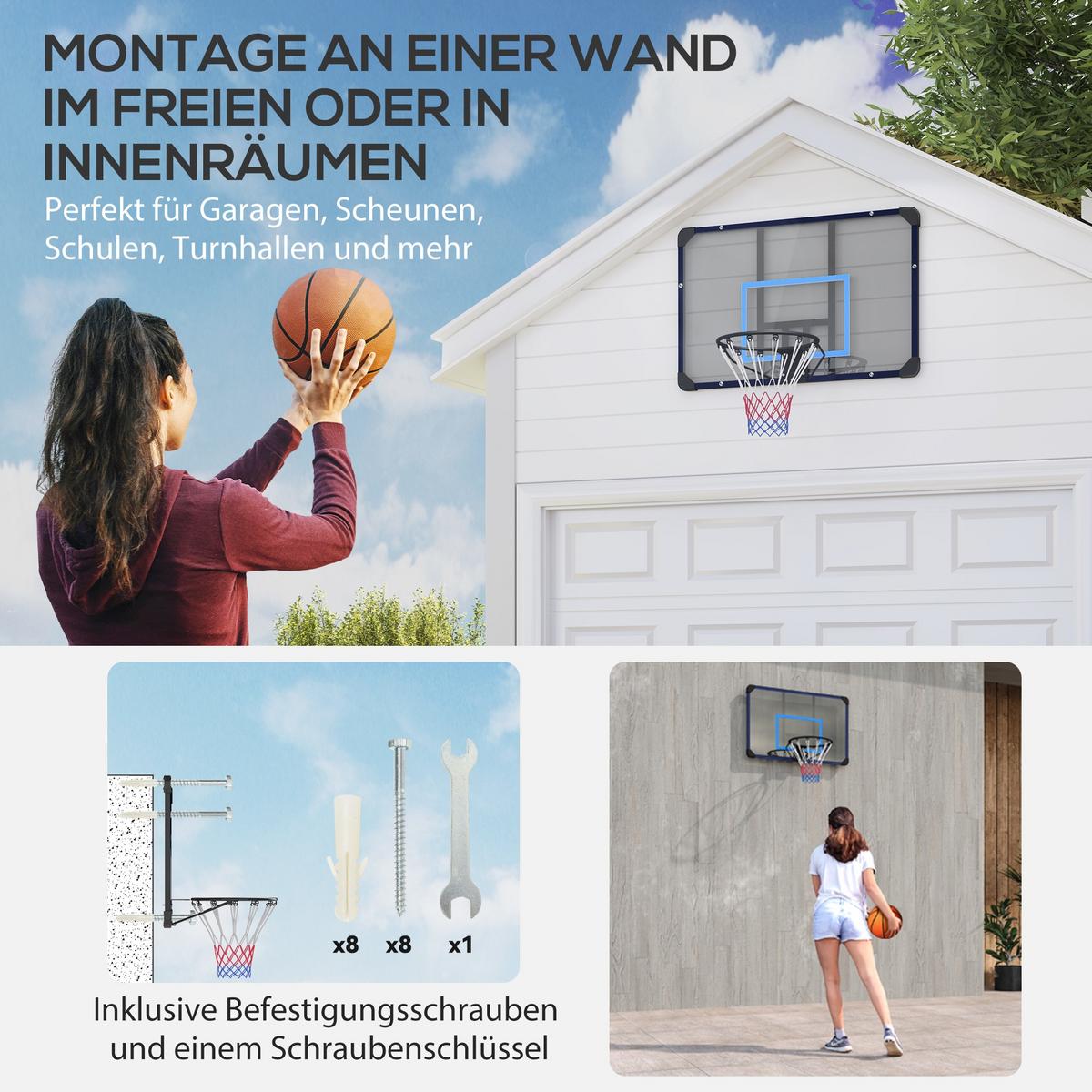 BASKETBALLKORB - Blau, Metall (61/113cm) - SPORTNOW