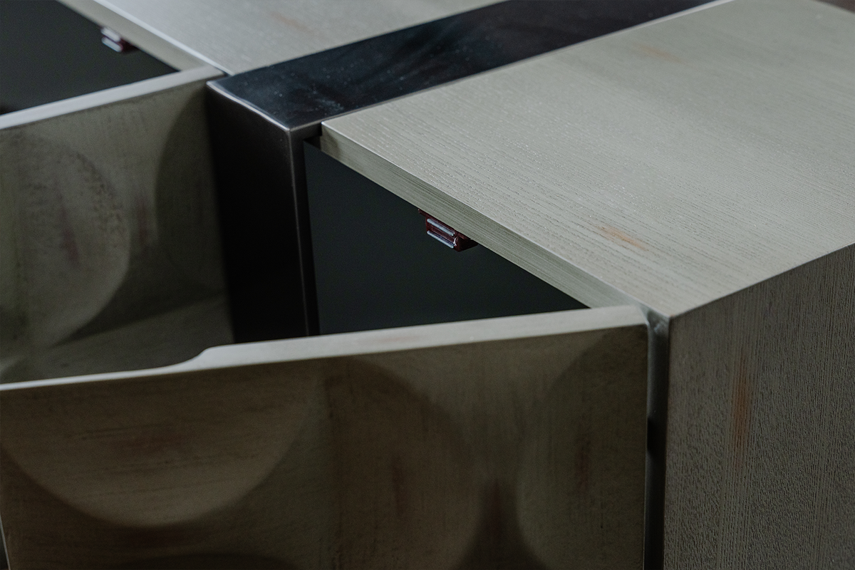 LOWBOARD MARGO Grau Holz, Metall - Grau, Holzwerkstoff/Metall (200/42/40cm) - KAWOLA