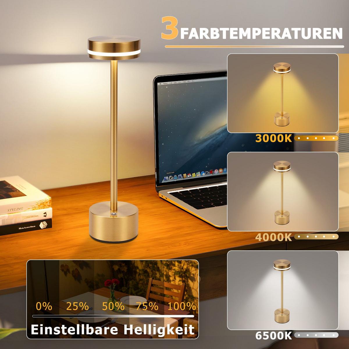 TISCHLEUCHTE Flammer 8/8/31.5 cm - Goldfarben, Kunststoff/Metall (8/8/31.5cm) - ZMH