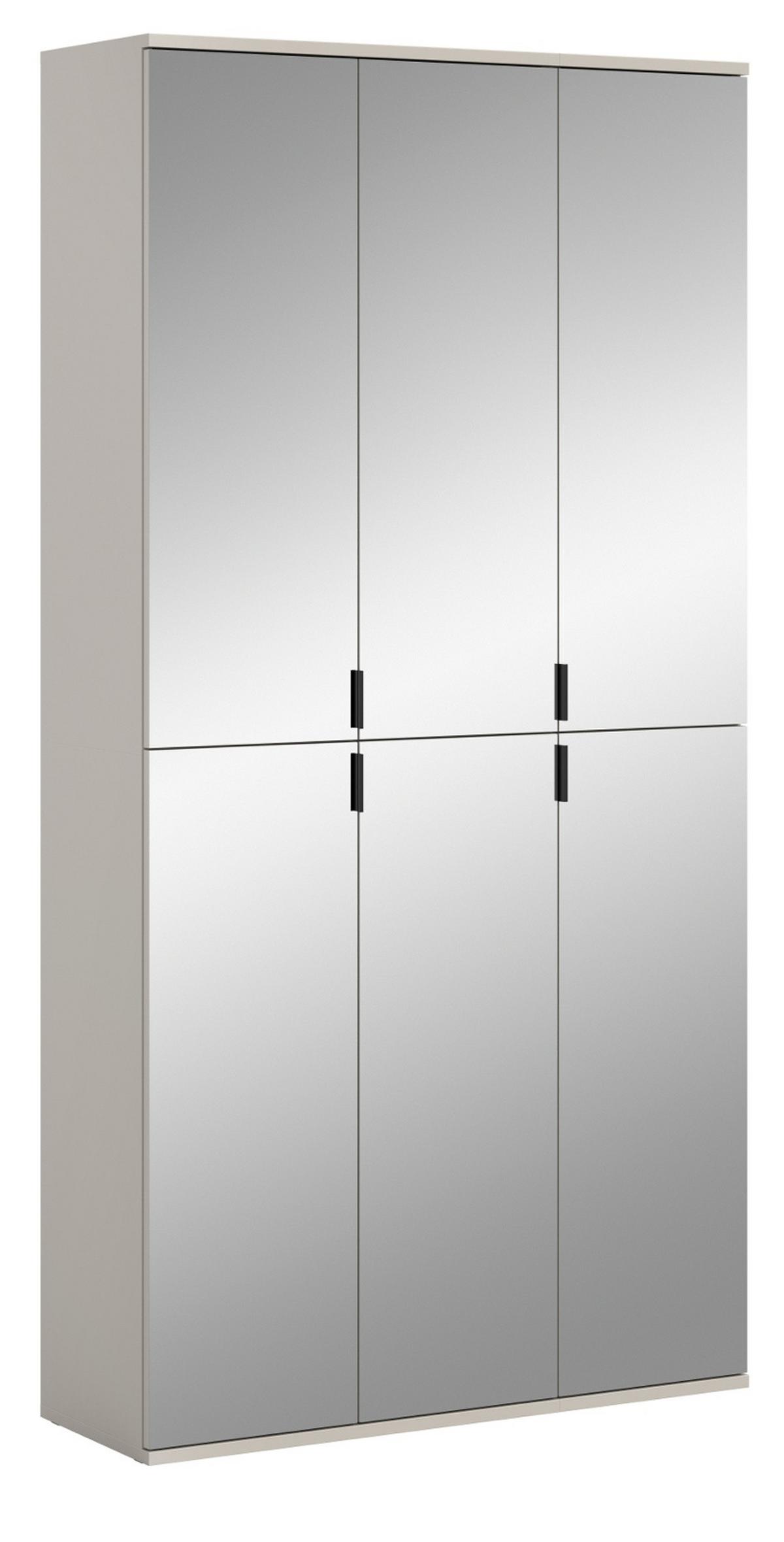 GARDEROBENSCHRANK Kaschmir 91 x 193 cm, Flurschrank mit Spiegel - Kaschmir/Schwarz, Glas/Holzwerkstoff (91/193/34cm) - Inn.Furn