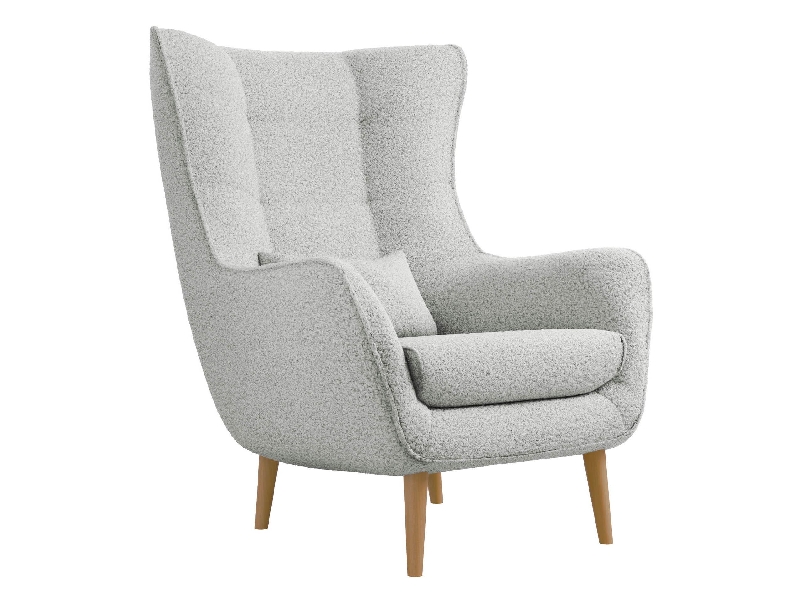 SESSEL Estjano Boucle - Beige/Hellgrau, Holz/Textil (80/106/95cm) - MIRJAN24