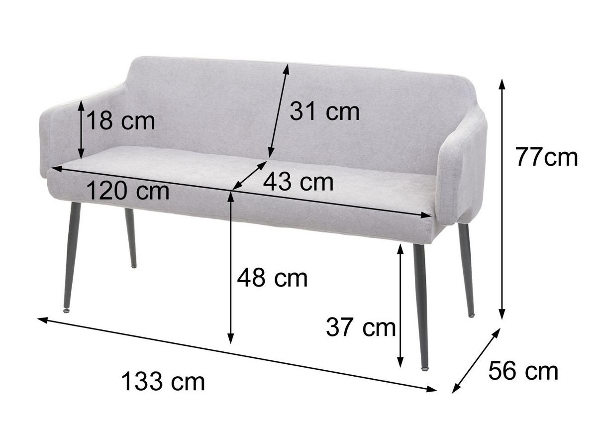 SITZBANK Grau, Schwarz - Schwarz/Grau, Textil (133/77/56cm) - MCW