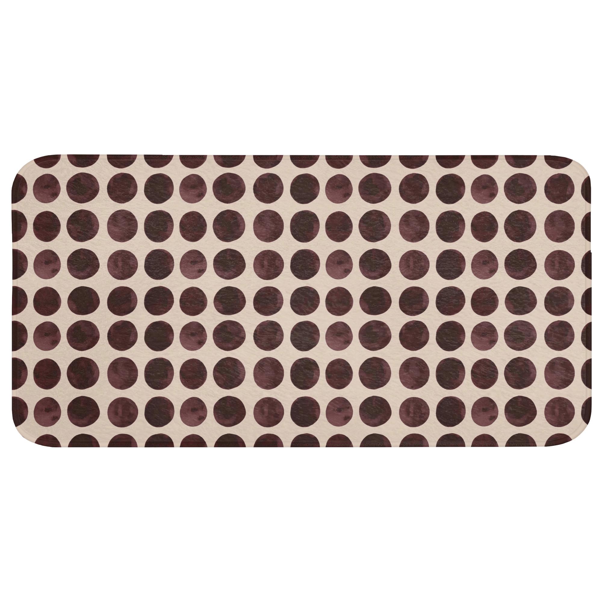 BADEMATTE Polka dots - Muster - Braun Badezimmerteppich 120x60 cm - Bordeaux, Textil (120/60cm) - OnlyWow
