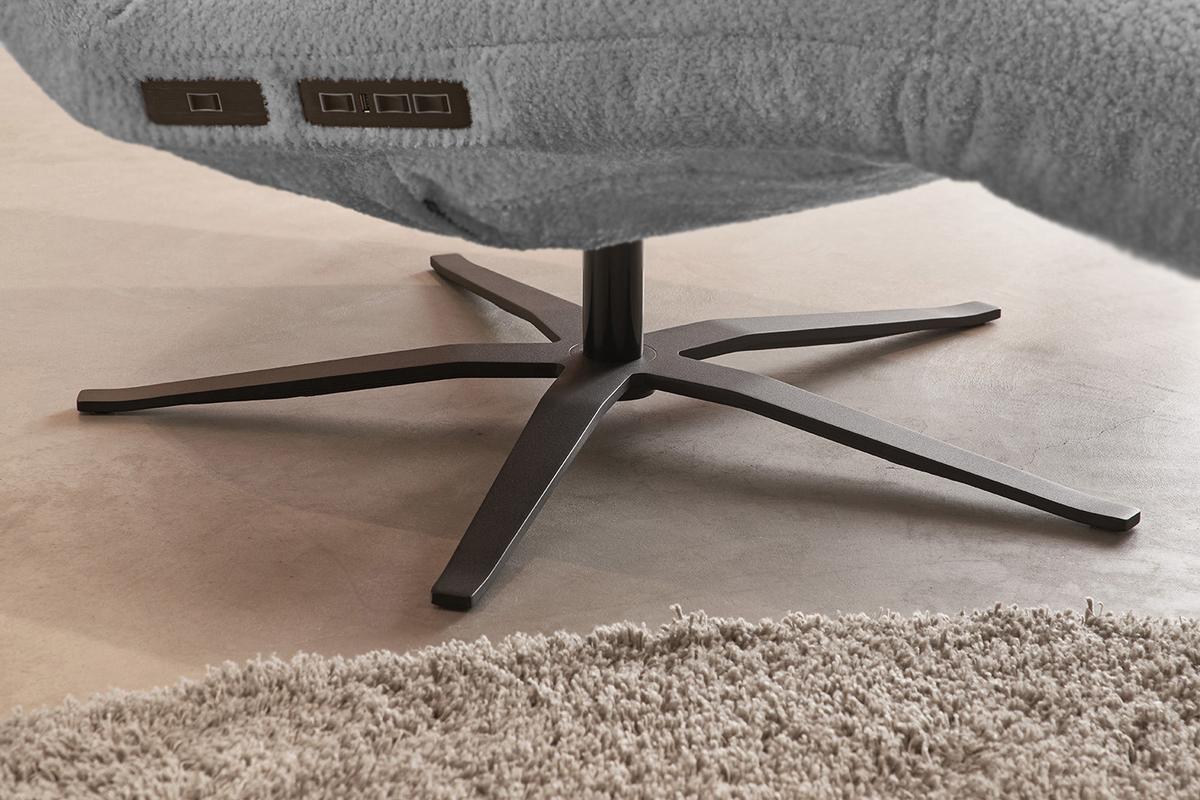 RELAXLIEGE LETICIA Grau Flachgewebe Relaxfunktion, Drehbar (360°) - Schwarz/Grau, Textil/Metall (82/115/156cm) - KAWOLA