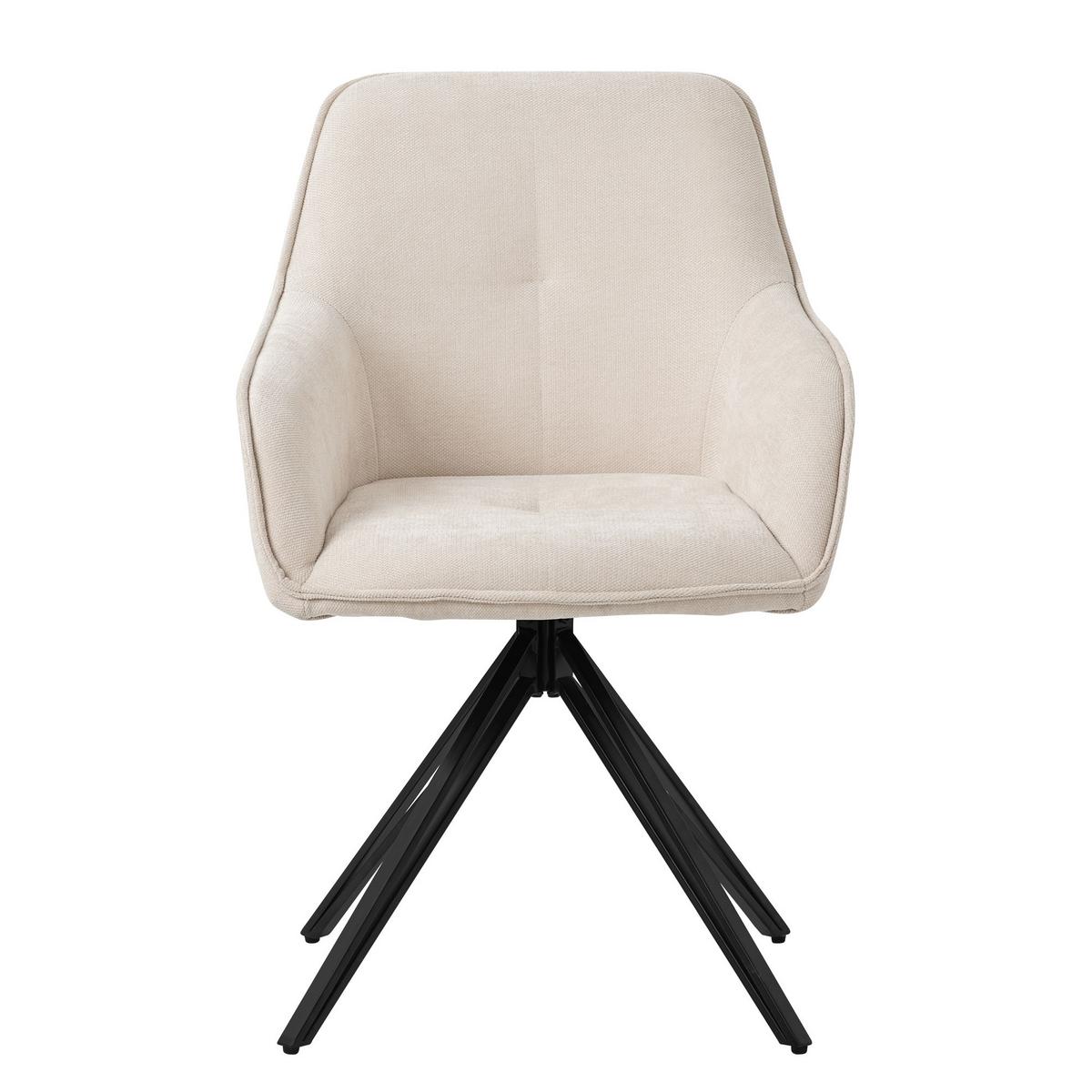 ESSZIMMERSTUHL 4er Set drehbar Creme Webstoff - Beige/Schwarz, Textil/Metall (61/84.5/57cm) - ML-DESIGN