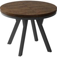 ESSTISCH Lume runder ausziehbarer, Lefkas Eiche 100-150/100/76 cm - Alteiche/Schwarz, Holz/Holzwerkstoff (100/150/76cm) - WFL GROUP