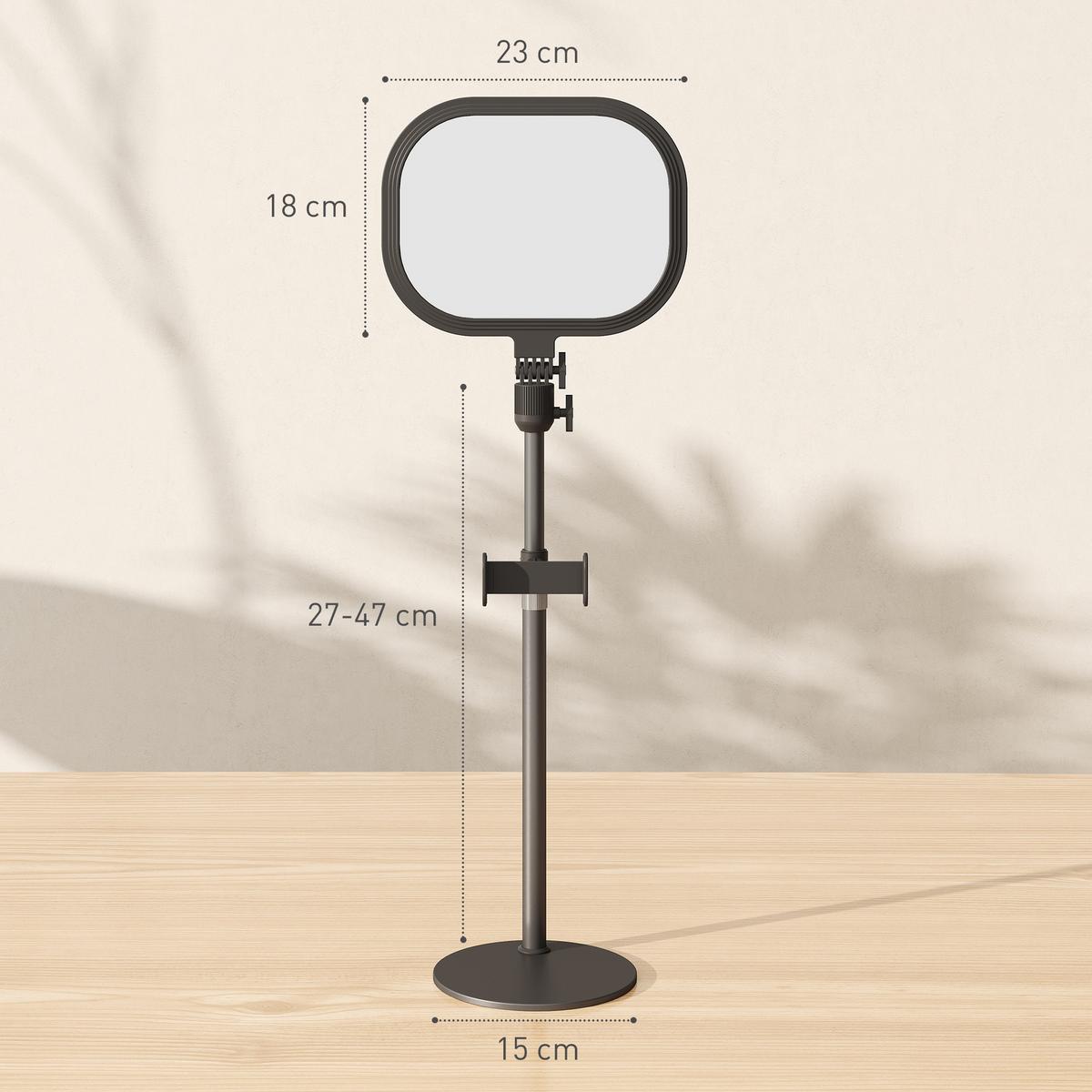 TISCHLAMPE Tischleuchte mit Telefonhalterung, 5 Farbmodi & 10 Helligkeitsstufen - Schwarz, Metall (23/23/65cm) - HOMCOM