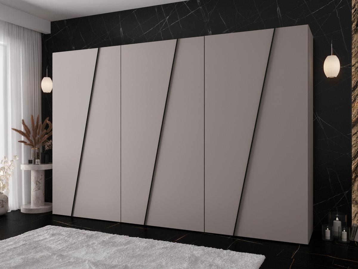 DREHTÜRENSCHRANK Zen 300 cm - Kaschmir/Schwarz, Holzwerkstoff/Kunststoff (300/202/50cm) - MIRJAN24