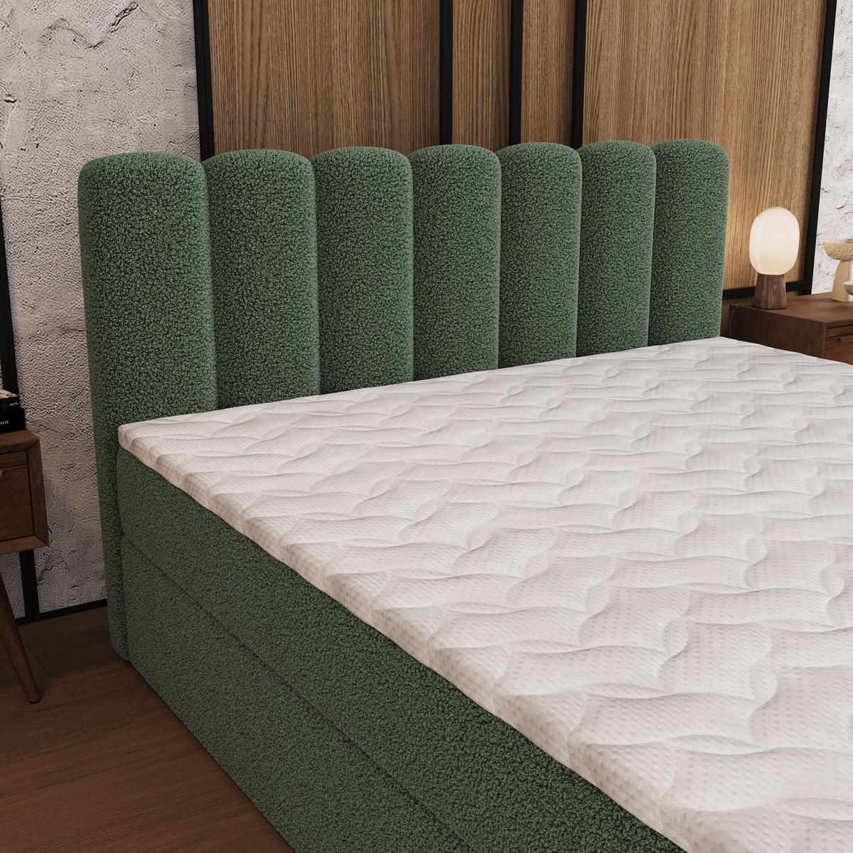 BOXBETT CELLA 140x200 cm mit Matratze und Topper - Grün - Grün, Holz (140/200cm) - MASSENO