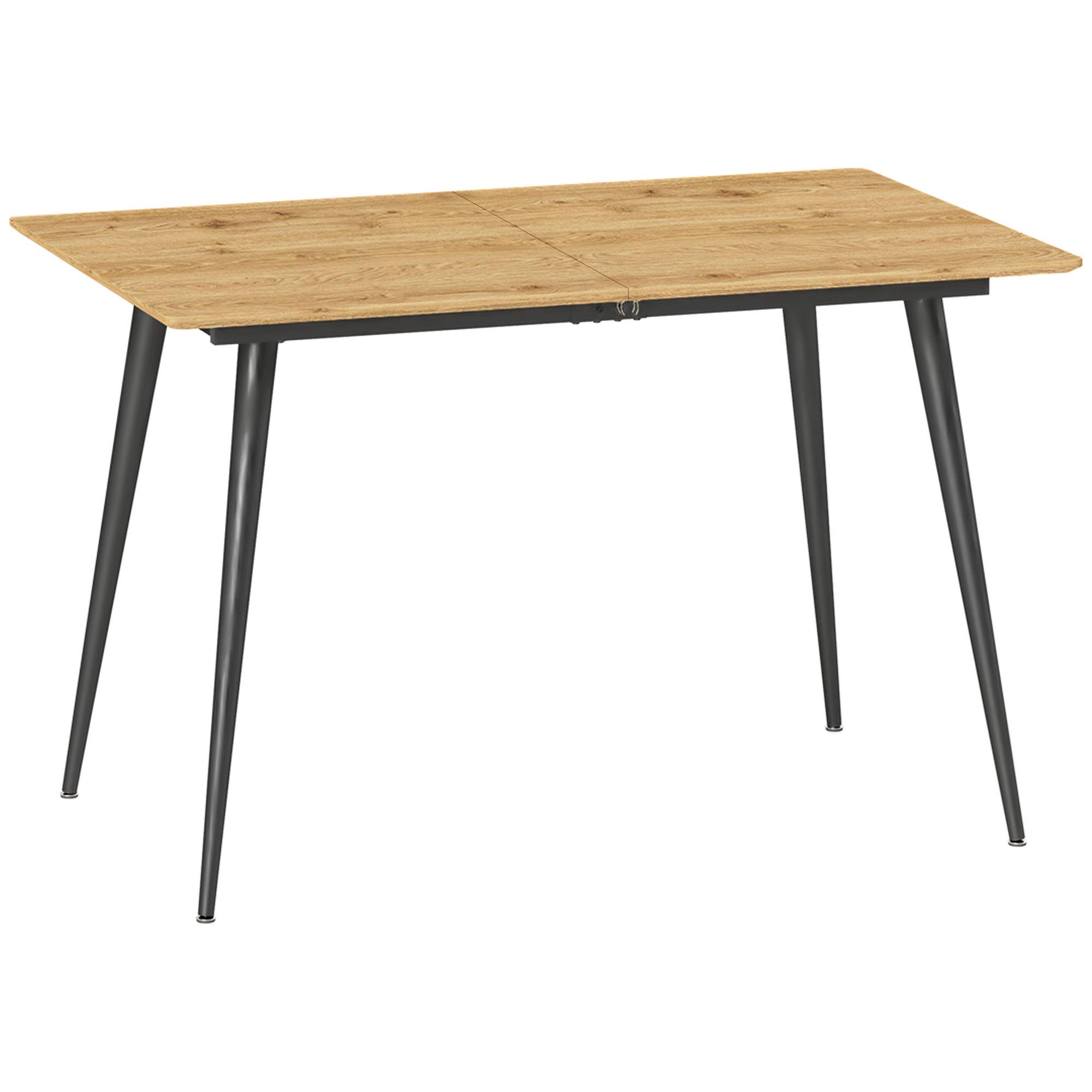 ESSTISCH ausziehbar 120/160 x 75 cm Küchentisch für 6-8 Personen Stahl, Natur - Schwarz/Naturfarben, Holzwerkstoff/Metall (160/75/77cm) - HOMCOM
