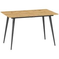 ESSTISCH ausziehbar 120/160 x 75 cm Küchentisch für 6-8 Personen Stahl, Natur - Schwarz/Naturfarben, Holzwerkstoff/Metall (160/75/77cm) - HOMCOM