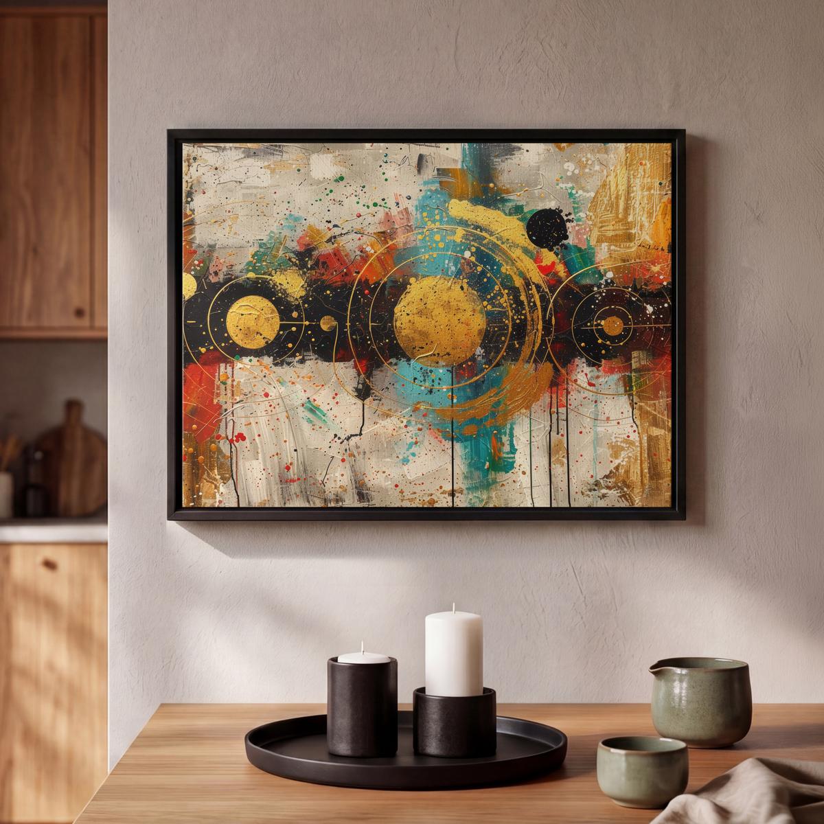 LEINWAND Bilder mit Rahmen - Abstrakt - Kunst - Gold - Modern - 40x30 - Multicolor, Textil (40/30cm) - MuchoWow