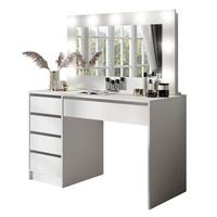 SCHMINKTISCH MADA mit Spiegel Weiß / Weiß - Weiß, Holzwerkstoff (120/142/55cm) - Lookway