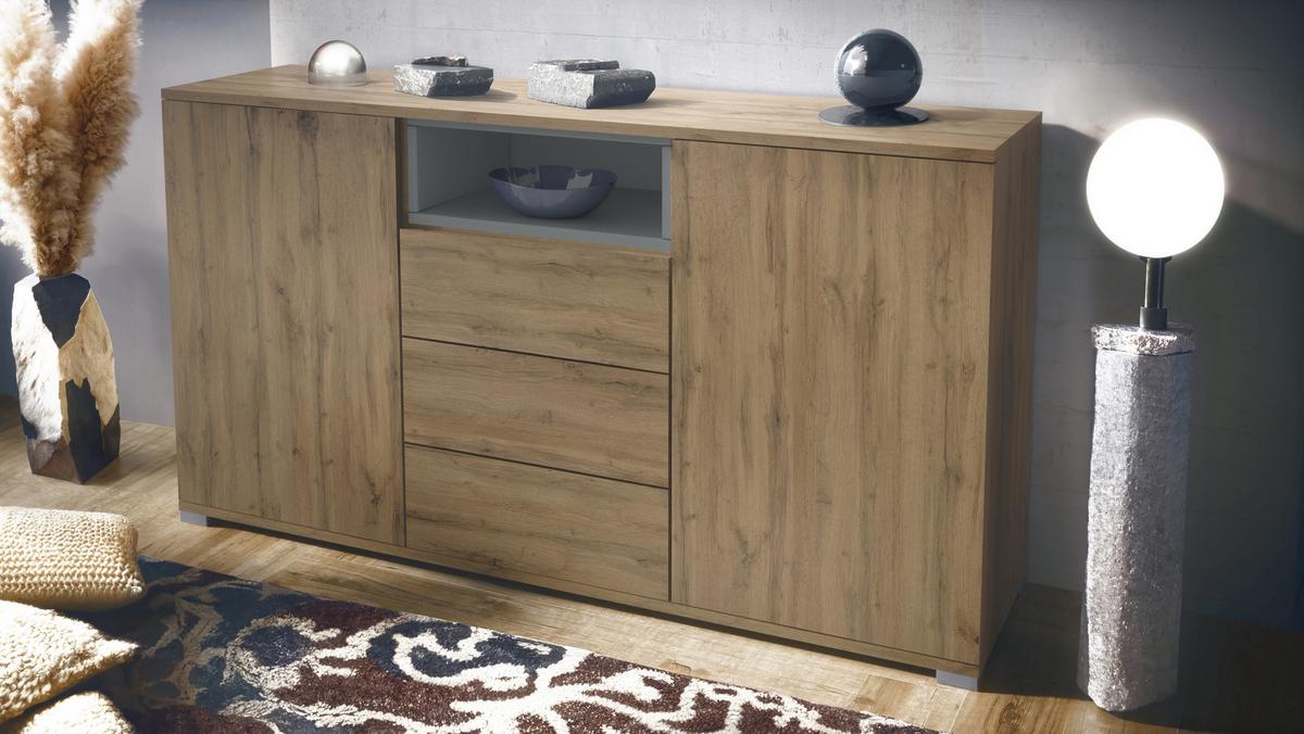 SIDEBOARD Skadu Graphit Seidenmatt - Graphitfarben, Holzwerkstoff (138.5/75.5/35cm) - Vladon