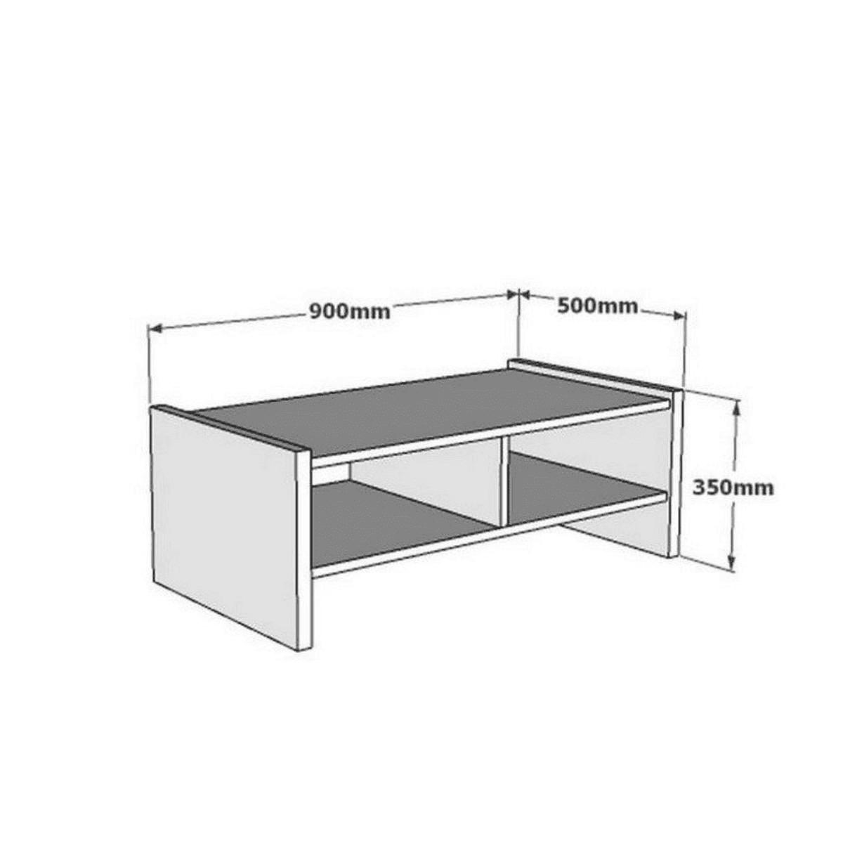 COUCHTISCH mit 2 offenen fächern, travertin-dekor - pera 90/50/35 cm - Beige, Holzwerkstoff (94/50/35cm) - Calicosy