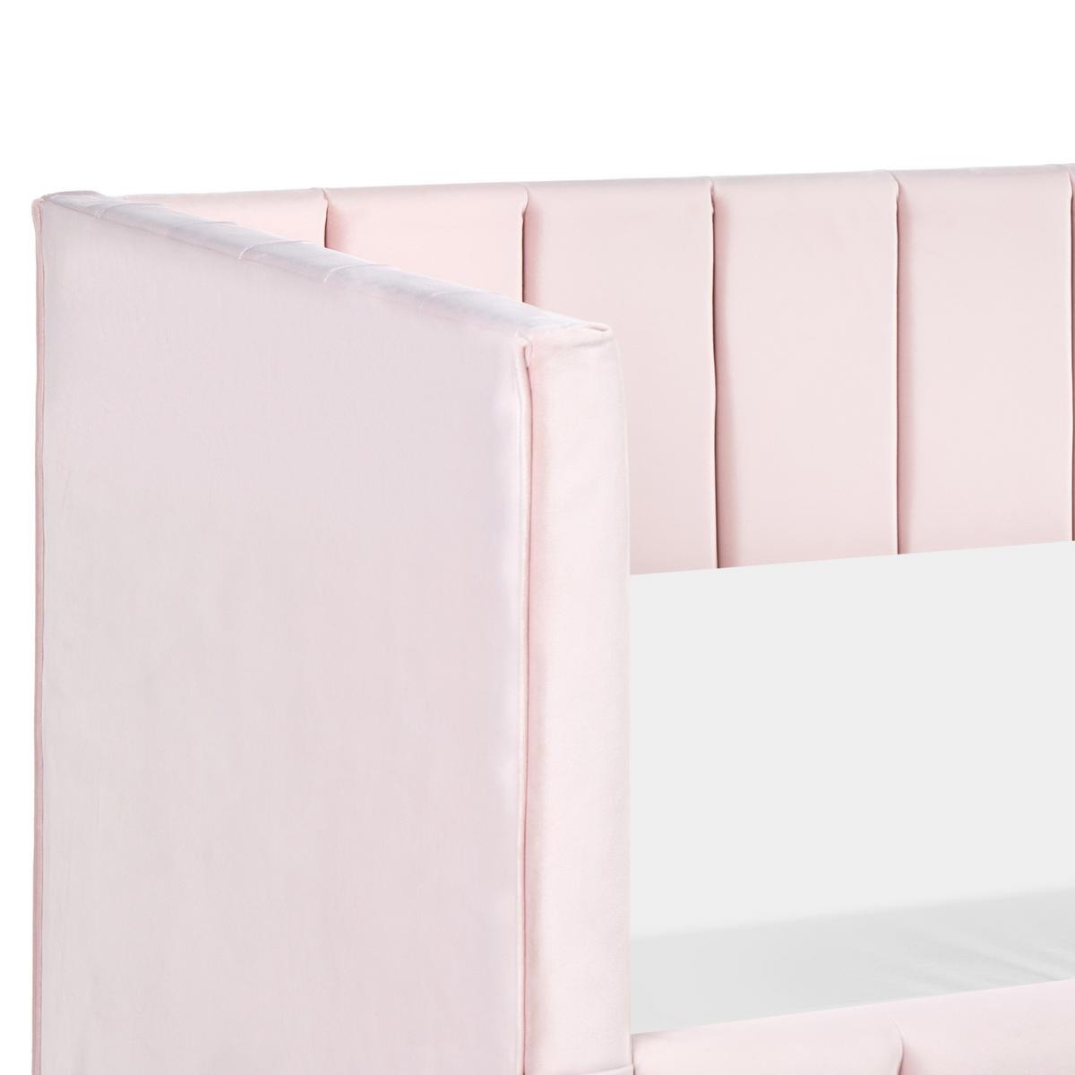 TAGESBETT Samtstoff 90/200 cm Pastellrosa Lisieux - Pink, Textil (90/200cm) - Beliani