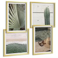 BILDER SET 4er Set - 50x50 cm & 40x60 cm Goldrahmen - Zubehör für tropische Pflanzen - Goldfarben, Kunststoff (50/50cm) - TULUP