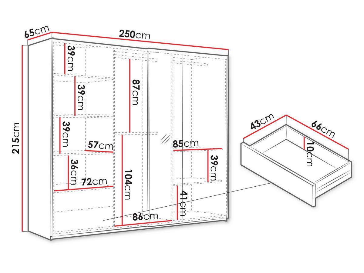SCHIEBETÜRENSCHRANK Boston 250 - Silberfarben/Graphitfarben, Holzwerkstoff/Metall (250/215/65cm) - MIRJAN24